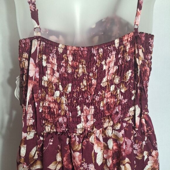 AUW Womens Jumpsuit Wide Leg Floral Country Boho Fairy Sweetheart Neck Medium - Picture 9 of 14